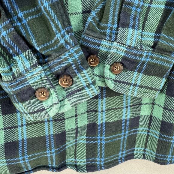 Duluth Trading Co. Plaid Flannel Shirt Shacket Men's XL Green Blue Black Fall - Picture 3 of 6